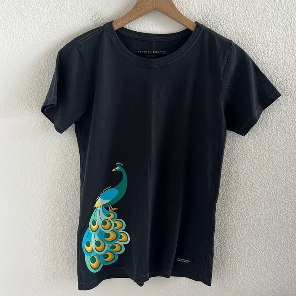 Life is Good Crusher Tee T-Shirt Gray Peacock Small